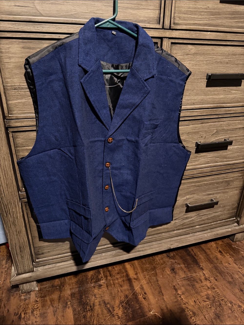 Men's Tailored Navy Blue Vest with Classic Notch Lapel
